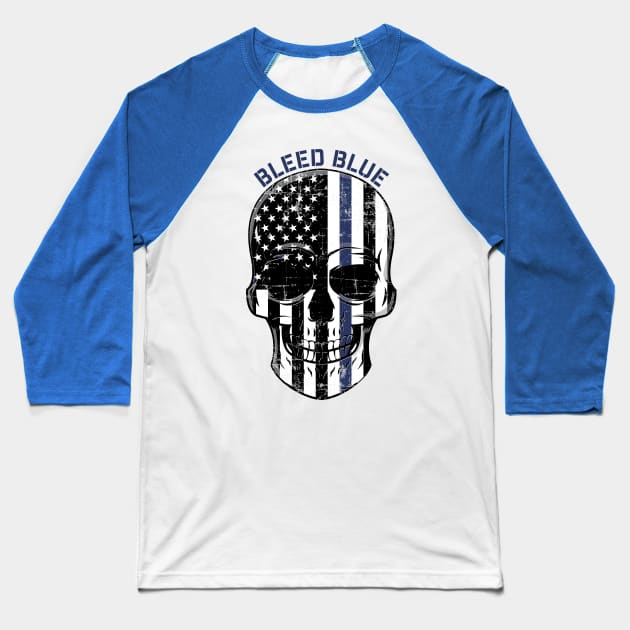 Bleed Blue for Police and Law Enforcement Officers Baseball T-Shirt by Magic Moon